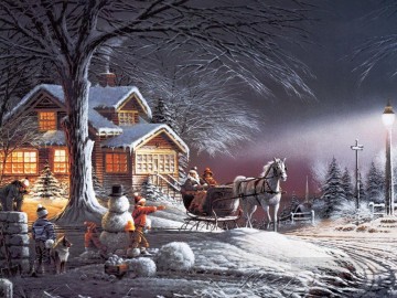 クリスマス Painting - テリー・レドリン ウィンター ワンダーランドの子供たち